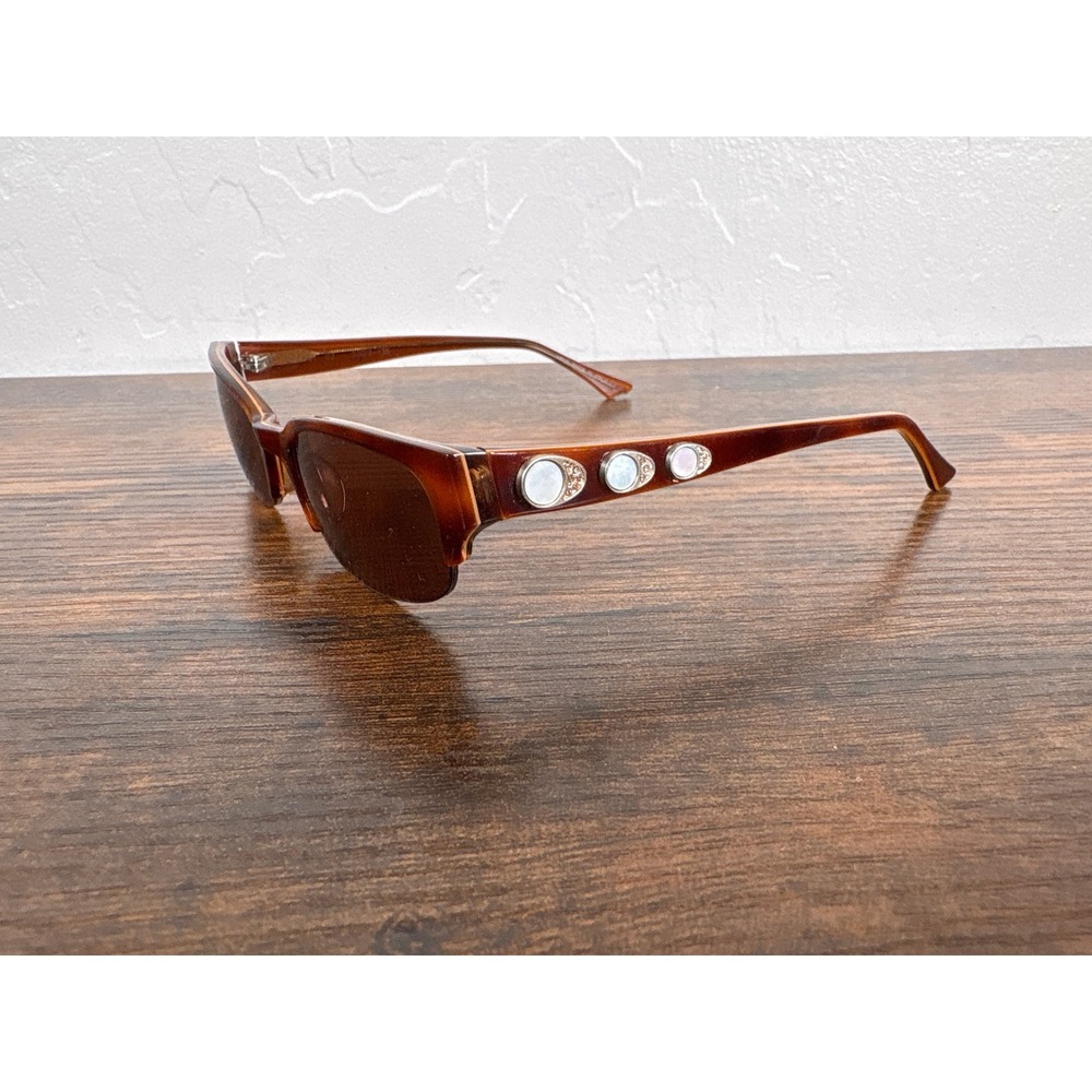Judith Leiber JL1701 02 Brown Tortoise Crystal Embellished Sunglasses Italy - Picture 3 of 8